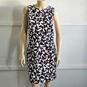 Kate Spade Della Butterfly Black and White Sleeveless Sheath Midi Dress Size 8
